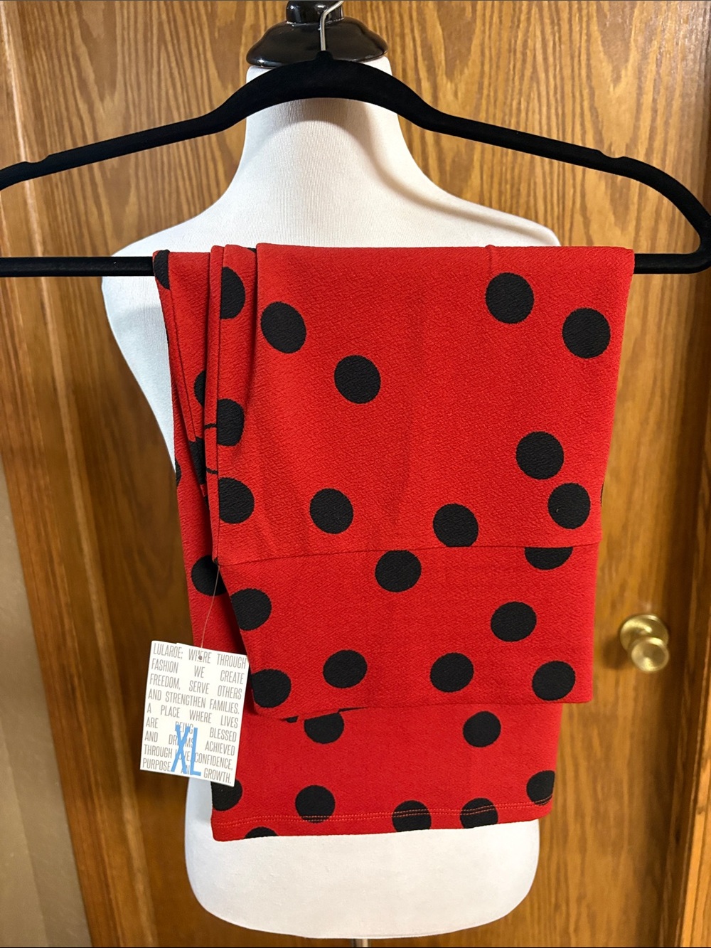 LuLaRoe Red with Black Polka Dot Top